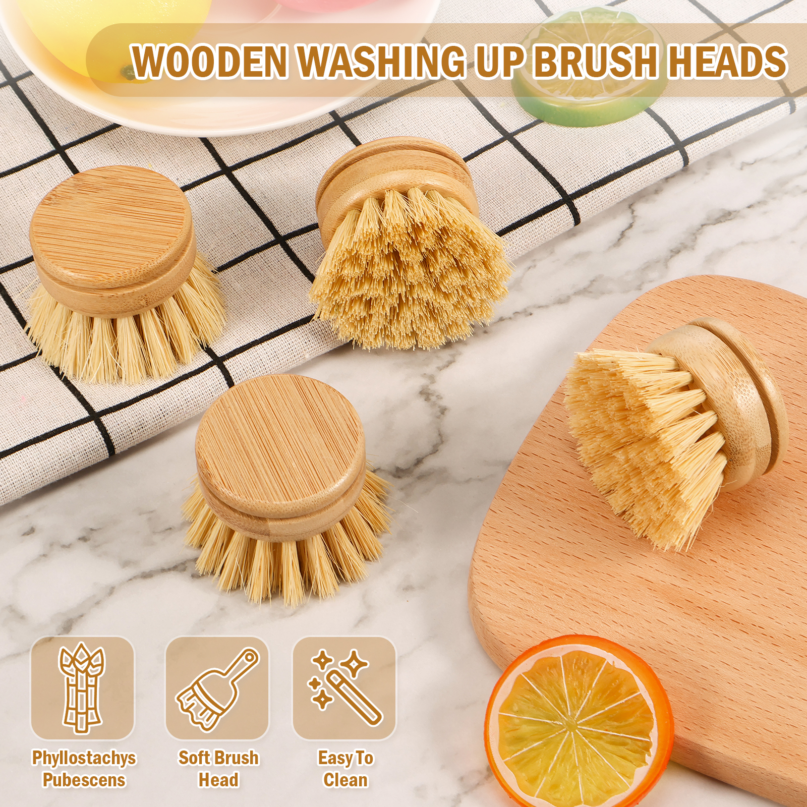 Dish Brush Bamboo - Kitchen Dish Brush Natural Bamboo Dish