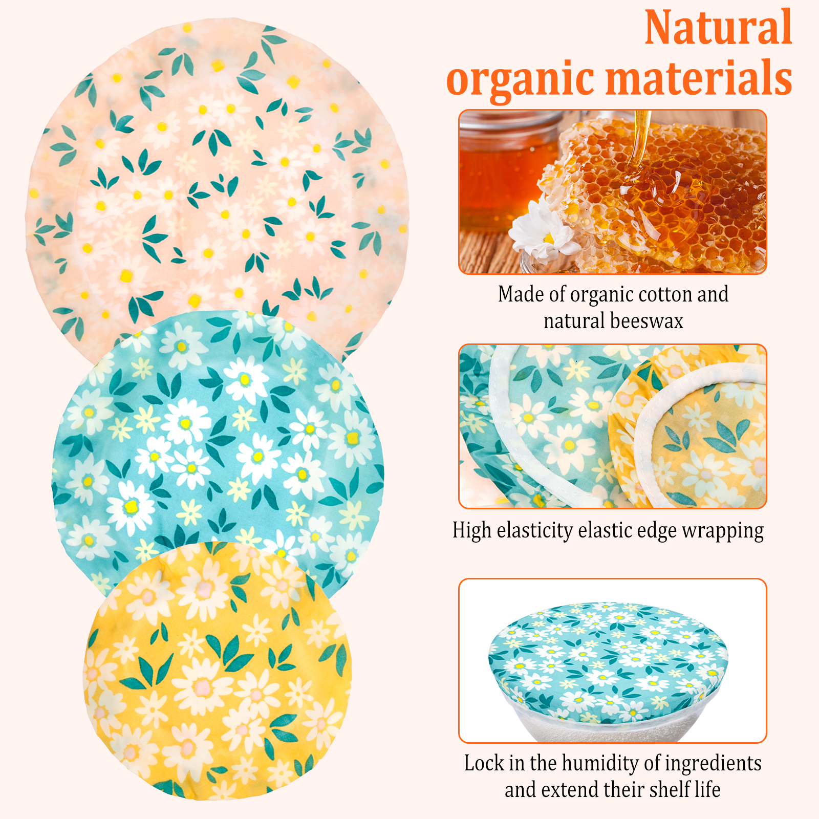 3Pcs Beeswax Bowl Cover Reusab - Beeswax Food Cover review and price