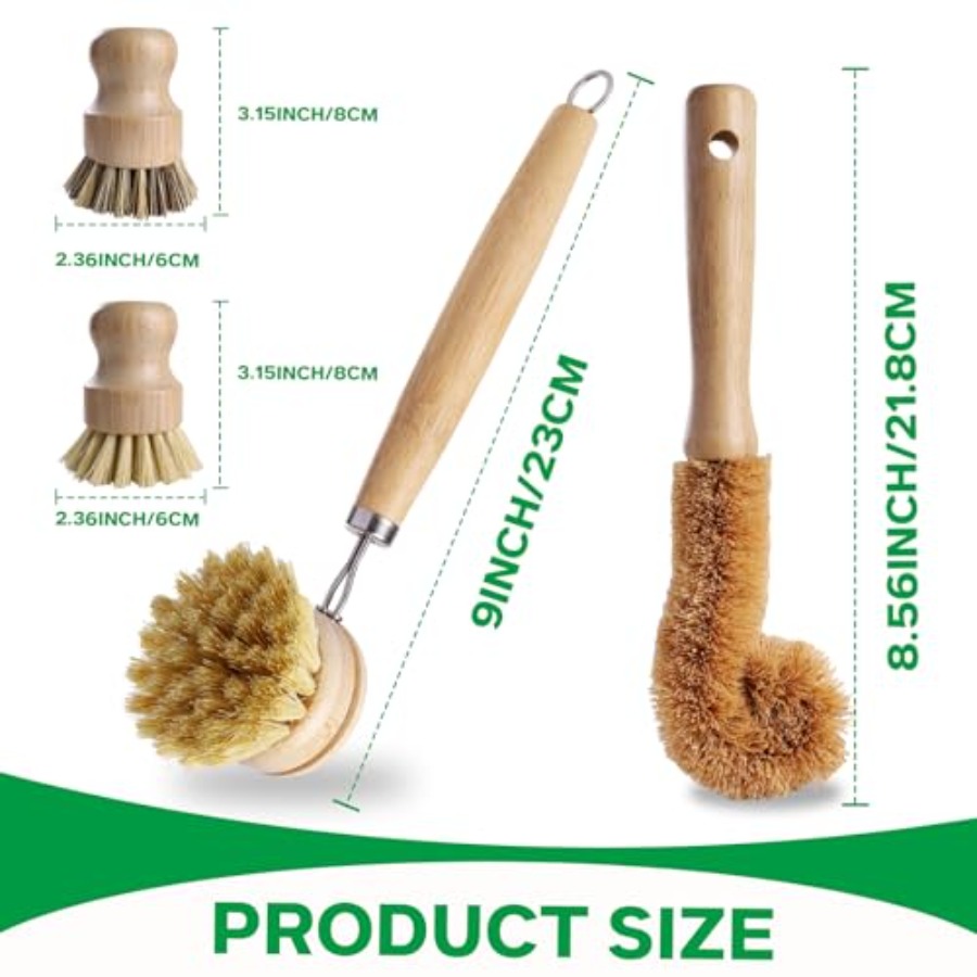 Bamboo Dish Brush Set - 5 Pack - Dish Brush Bamboo review and price