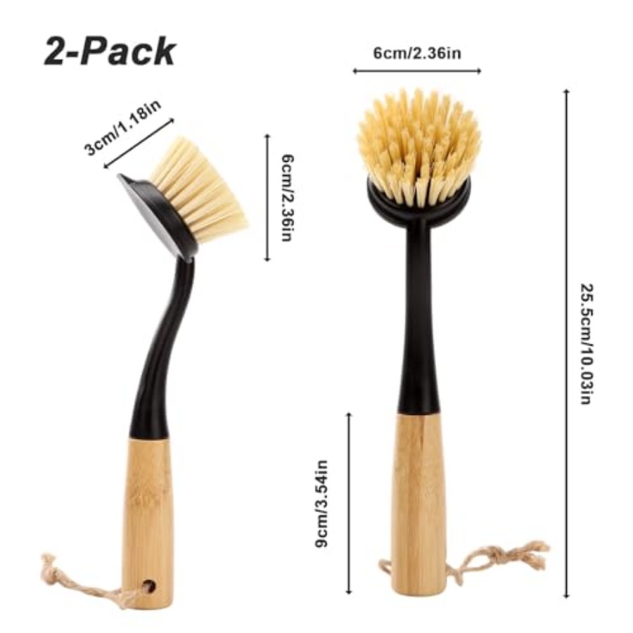 2Pcs Kitchen Dish Brushes with - Dish Brush Bamboo review and price