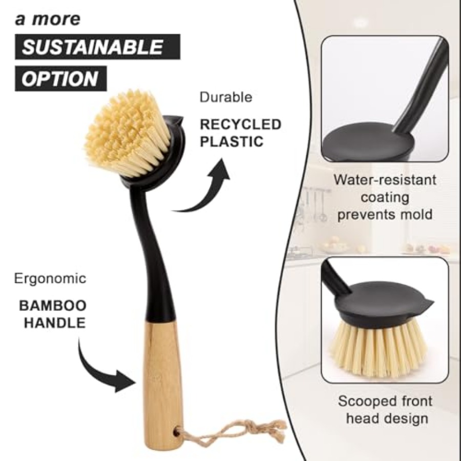 2Pcs Kitchen Dish Brushes with - Dish Brush Bamboo review and price
