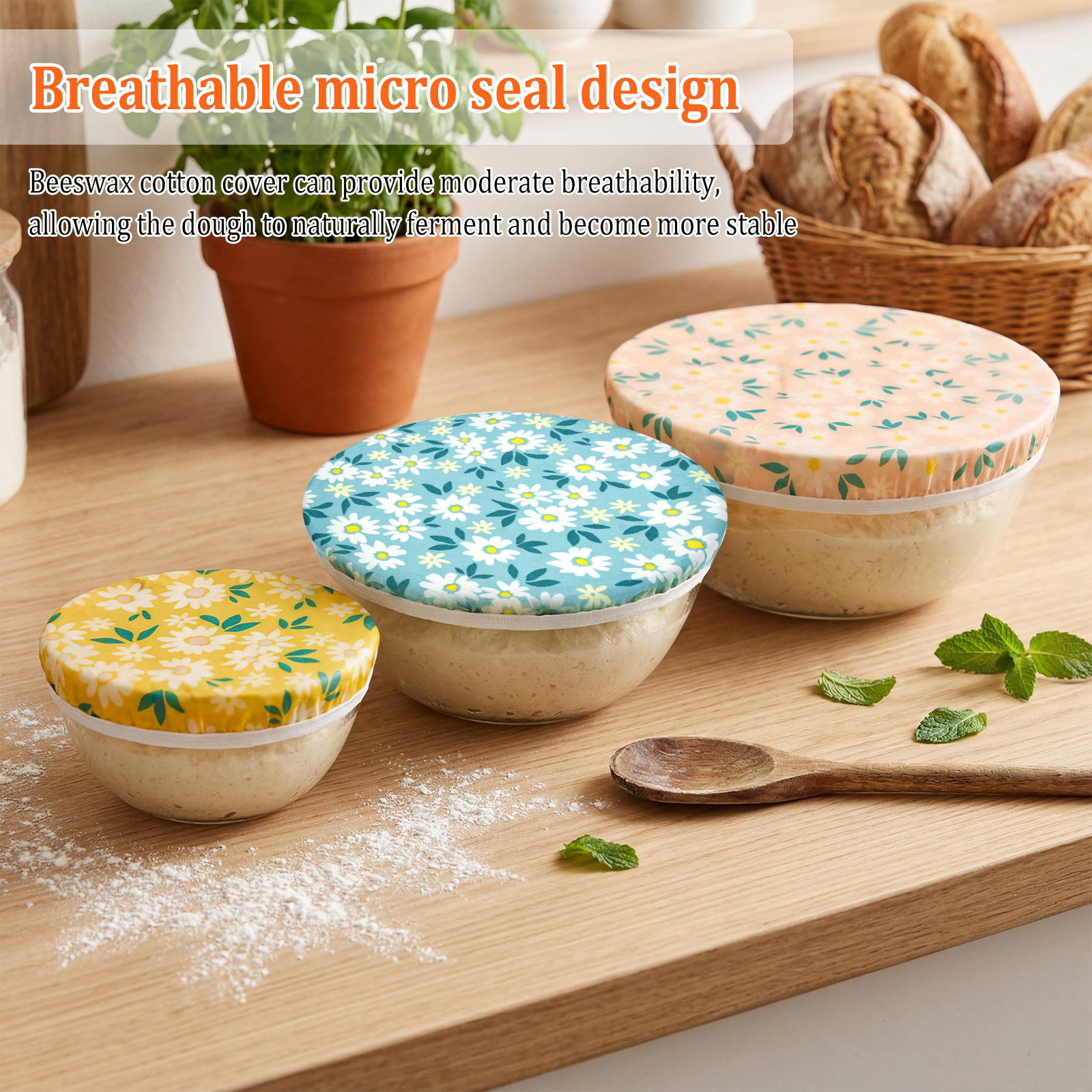 3Pcs Bowl Covers Cotton Beeswa - Beeswax Food Cover review and price
