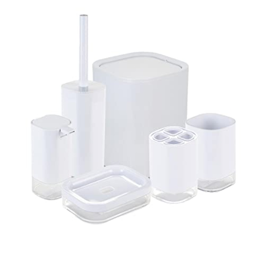 6 Pcs Acrylic Bathroom Set Toi - Dish Brush Bamboo review and price