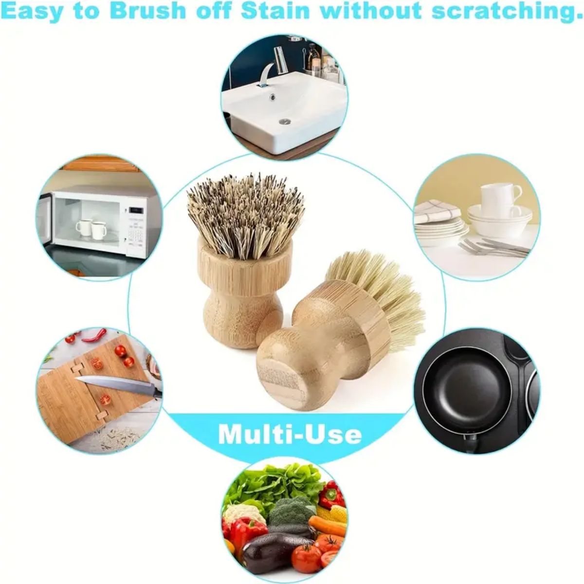 1/2/3pcs Multi-Functional Kitc - Dish Brush Bamboo review and price